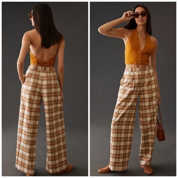 Anthropologie Pants - Anthropologie Hutch Plaid Wid-Leg Trousers Pants Size 4